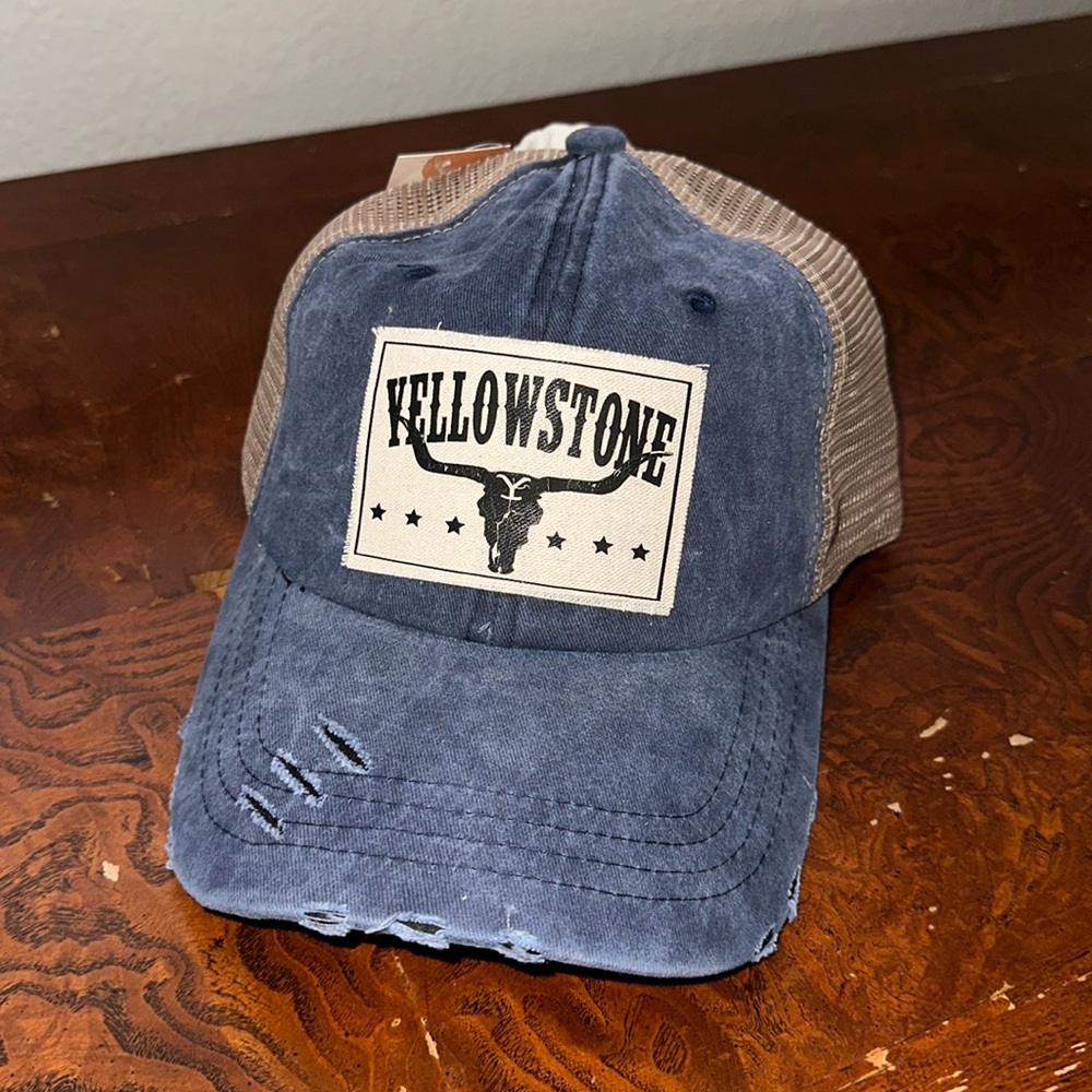 Custom Yellowstone Distressed Denim Baseball Cap